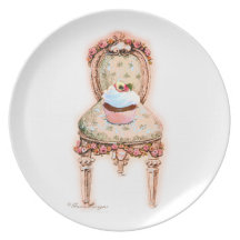 Cupcake and pink roses decorative plate