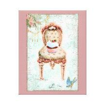 Cupcake and Victorian Chair Stretched Canvas Print