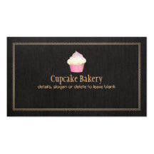 Cupcake Bakery Faux Black Linen 1 Business Card