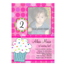 Cupcake Birthday Custom Announcement