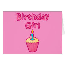 Cupcake Birthday Girl 1 Greeting Cards