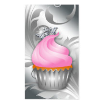 Cupcake Business Card Crown Classy Silver Pink 2