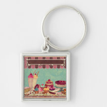 Cupcake Cake Party Sign Banner Keychains