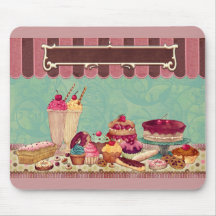 Cupcake Cake Party Sign Banner Mousepads
