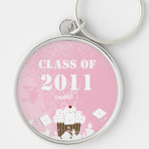 Cupcake Damask Class of 2011 Keychain Tossing Caps