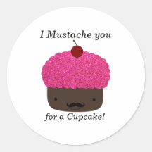Cupcake moustache sticker