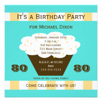 Cupcake on Aqua 80th Birthday Party Invitation invitations