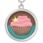 Cupcake Pink Teal & Brown Sterling Silver Necklace necklaces
