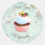 Cupcake Stickers Pink Roses