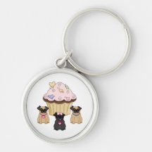 Cupcake Sweet Pug Dogs Key Chain
