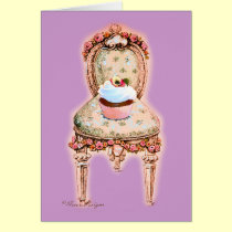 Cupcake & Victorian Chair Note Card cards
