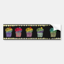 Cupcake watercolor Bumper Sticker