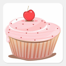 Cupcake with Cherry on Top Square Sticker