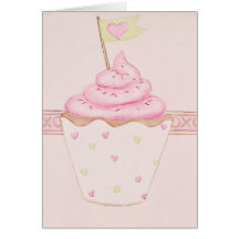 Cupcake with Hearts Greeting Card