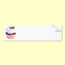 Cupcake with Pansy Art Design Bumper Sticker bumper stickers
