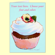 Cupcake with Pansy Art Design Card cards