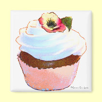 Cupcake with Pansy Art Design Magnet magnets