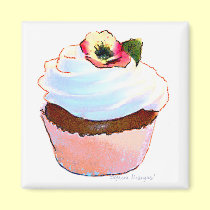 Cupcake with Pansy Art Design Magnet magnets