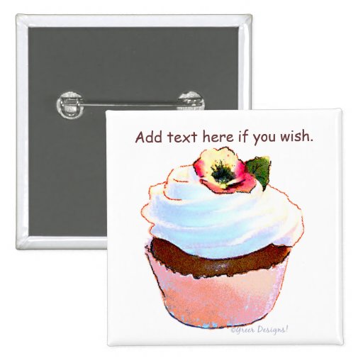 Cupcake with Pansy Art Design Magnet Pin