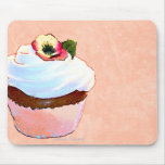 Cupcake with Pansy Art Design Mousepad
