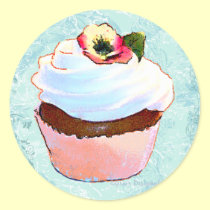 Cupcake with Pansy Art Design Stickers stickers