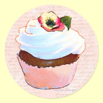 Cupcake with Pansy Art Design Stickers stickers