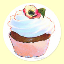Cupcake with Pansy Art Design Stickers stickers
