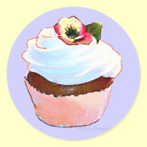 Cupcake with Pansy Art Design Stickers stickers
