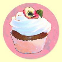 Cupcake with Pansy Art Design Stickers stickers