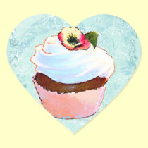 Cupcake with Pansy Art Design Stickers stickers