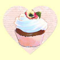 Cupcake with Pansy Art Design Stickers stickers