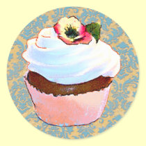 Cupcake with Pansy Art Design Stickers stickers