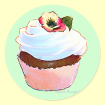 Cupcake with Pansy Art Design Stickers stickers