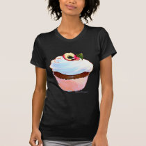 Cupcake with Pansy Art Design Tee Shirt t-shirts