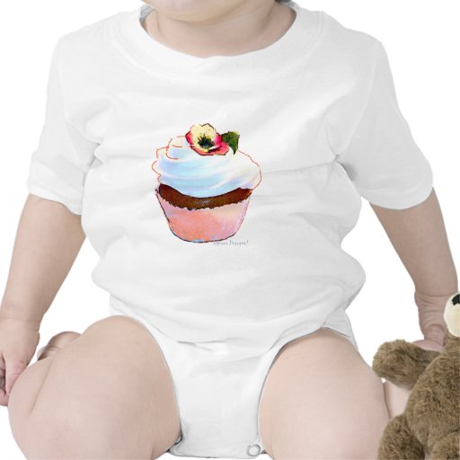 Cupcake with Pansy Art Design Tees