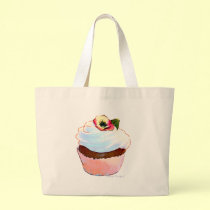 Cupcake with Pansy Art Design Tote Bag bags
