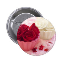 cupcake with roses pinback buttons
