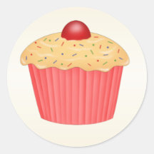 Cupcake with Sprinkles Round Stickers