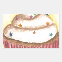Cupcake with Star Sprinkles Rectangular Stickers