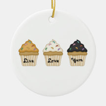 Cupcake Yum Christmas Ornaments