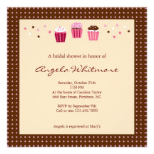 Cupcakes in Pink, Brown and Cream Personalized Invitation