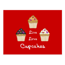 Cupcakes Live Love Post Card