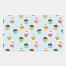 cupcakes pattern rectangular stickers