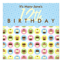 Cupcakes Personalised Birthday Invitation