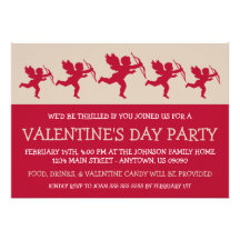 Cupid Silhouette Valetine's Day (Dark Red / Beige) Personalised Announcement