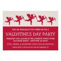 Cupid Silhouette Valetine's Day (Dark Red) Personalised Announcements