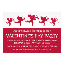 Cupid Silhouette Valetine's Day (Dark Red / White) Personalised Announcement