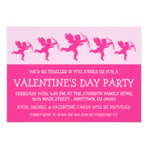 Cupid Silhouette Valetine's Day (Hot Pink) Custom Announcements