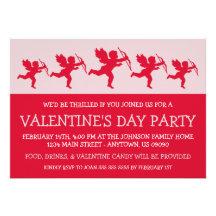 Cupid Silhouette Valetine's Day (Red) Custom Announcements