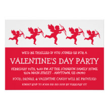 Cupid Silhouette Valetine's Day (Red) Personalized Announcements